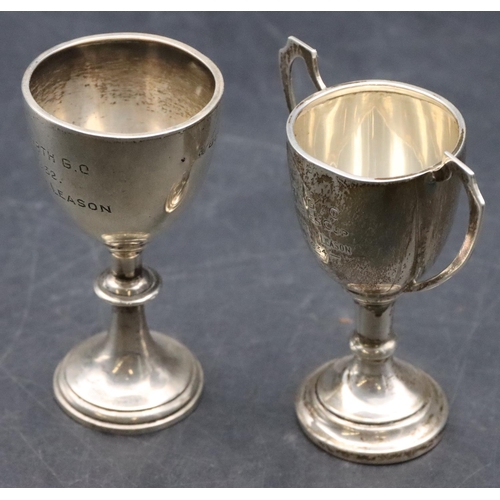 153 - A small Birmingham silver 2-handled trophy with engraved inscription and another small Birmingham si... 