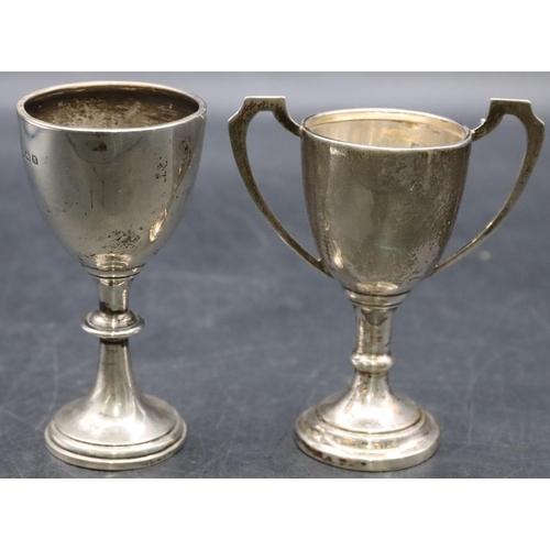 153 - A small Birmingham silver 2-handled trophy with engraved inscription and another small Birmingham si... 