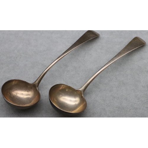 156 - A pair of Georgian silver sauce ladles, London 1796, maker's mark RC, 3.4oz (2)