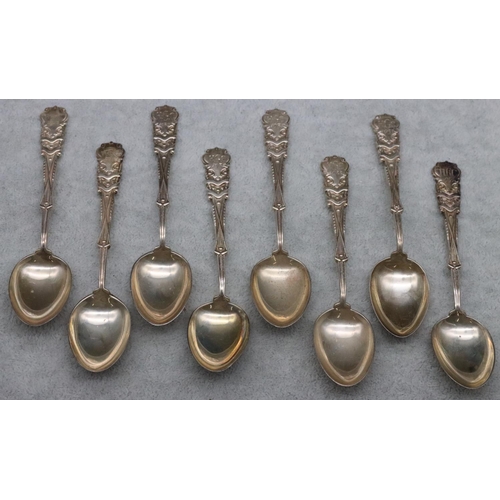 157 - A set of 8 silver golfing teaspoons, Birmingham 1828/1833, 5.7oz