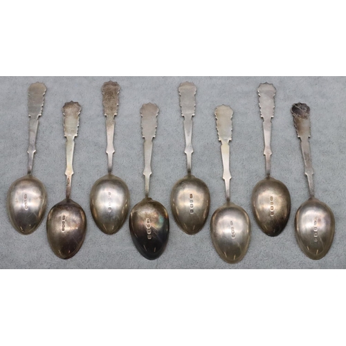 157 - A set of 8 silver golfing teaspoons, Birmingham 1828/1833, 5.7oz