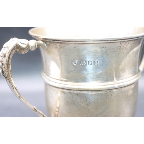 158 - A George V silver 2-handled trophy on round sweeping base with engraved inscription, London 1929, 15... 