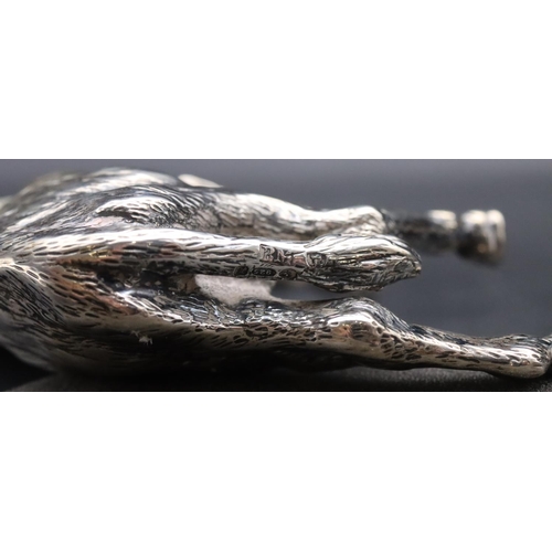 190 - A 925 hollow silver model of a donkey, 10.5cm high, 14.5cm long, 6.7oz