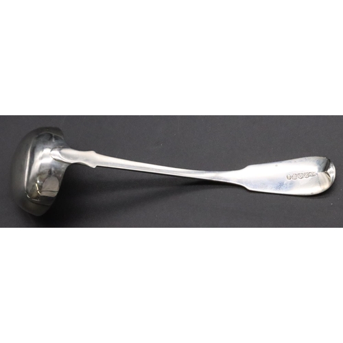 205 - A Georgian Scottish silver fiddle pattern sauce ladle, maker's mark AW, 0.96oz