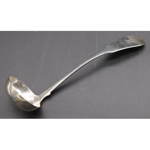 205 - A Georgian Scottish silver fiddle pattern sauce ladle, maker's mark AW, 0.96oz