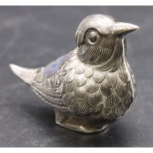 211 - A novelty 925 silver pin cushion in the form of a bird, 7.2cm long, 0.68oz gross