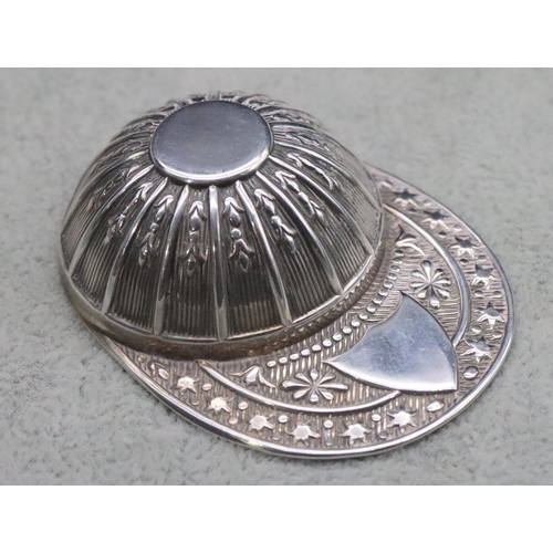 222 - A Sheffield silver novelty tea caddy in the form of a jockey's cap, maker Frances Howard