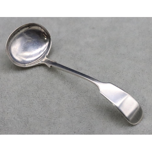 226 - A 19th Century silver fiddle pattern sauce ladle