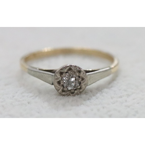 288 - A gold ladies' solitaire diamond ring, approx. 0.10ct, Size Q/R, 1.8 grams gross