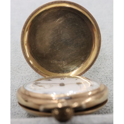 291 - Saqui & Lawrence, London, gold plated full hunter pocket watch with white enamel dial and seconds di... 