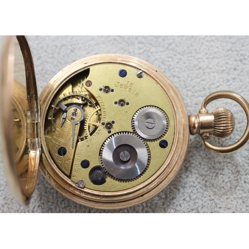 291 - Saqui & Lawrence, London, gold plated full hunter pocket watch with white enamel dial and seconds di... 