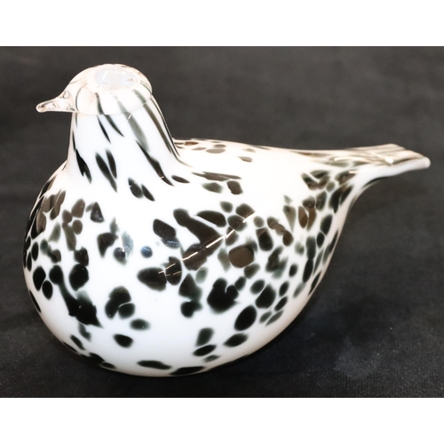 3 - An Iittala glass figure of a bird on black and white ground, designed by Oiva Toikka, labelled and b... 