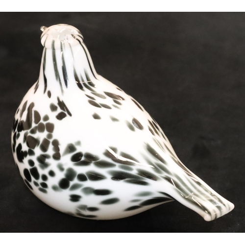 3 - An Iittala glass figure of a bird on black and white ground, designed by Oiva Toikka, labelled and b... 