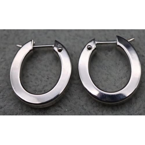 311 - A pair of 9ct white gold half hoop drop earrings, 1.9 grams