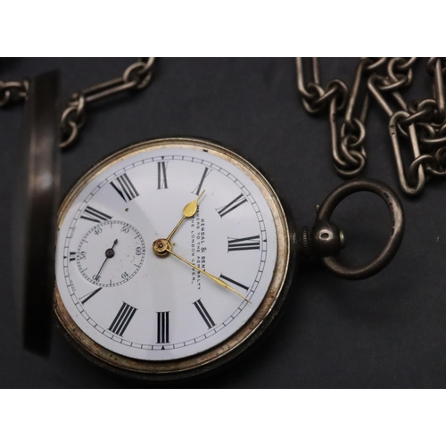 328 - Kendal & Dent 935 open faced pocket watch with seconds dial and Arabic and Roman numerals (not worki... 