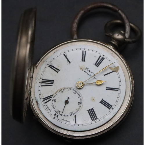 334 - Kay's Triumph 935 open faced pocket watch (working) and a small wristwatch with seconds dial and Rom... 