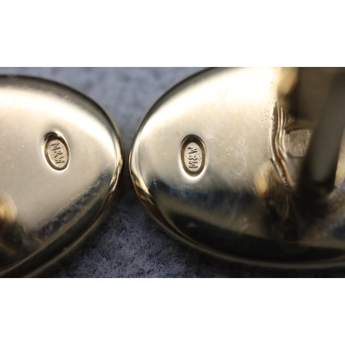 344 - A pair of Mapping & Webb silver gilt gentlemen's oval cufflinks, engraved with British Coat of Arms ... 