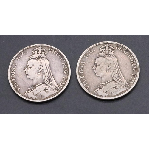 350 - 2 Victorian silver Crowns, 1890 and 1891