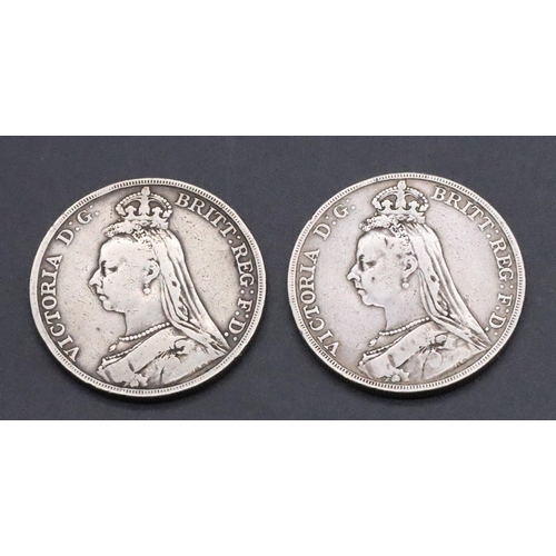 351 - 2 Victorian silver Crowns, 1891