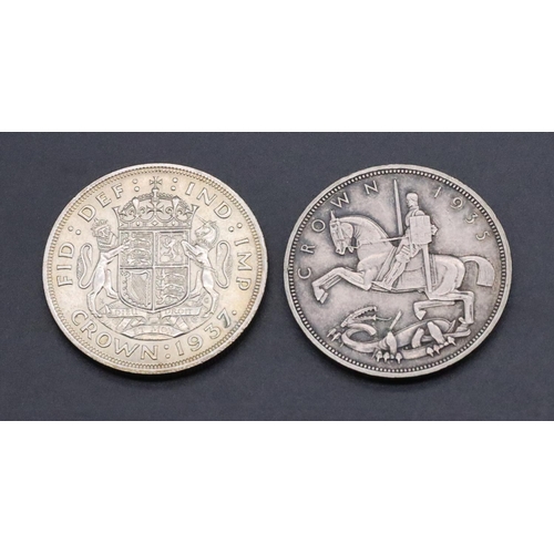 352 - 2 silver Crowns, 1935 and 1937 (High grade) (2)