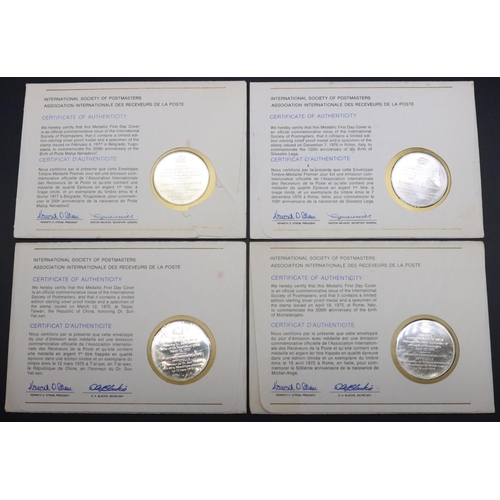 357 - 4 silver medallions (cased), with certificates