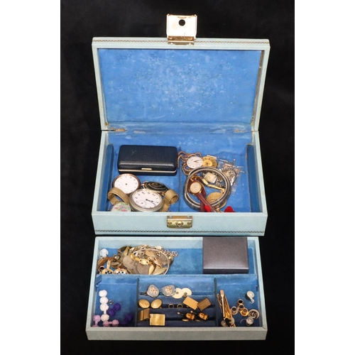 376 - A quantity of various gentlemen's cufflinks and a quantity of various jewellery including watches et... 