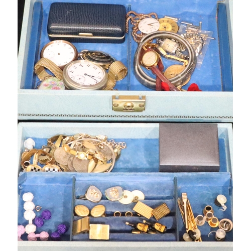 376 - A quantity of various gentlemen's cufflinks and a quantity of various jewellery including watches et... 