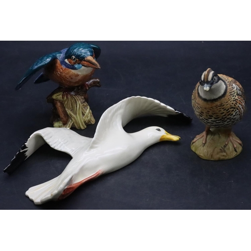 38 - A Beswick wall mounted figure of a Seagull, 658-3, a Beswick figure of a Kingfisher, 2371, 12cm high... 