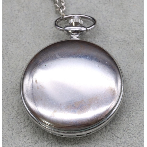 403 - A Quartz full hunter pocket watch with Arabic numerals and chain