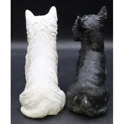 435 - A pair of painted Whyte & Mackay figures of seated Scottie dogs, on white and black ground, 19.5cm h... 