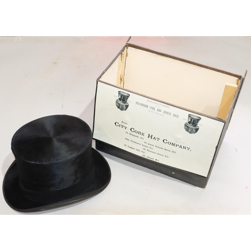 445 - A City Cork Hat Co. Ltd. black silk top hat, inner measurement 19.5cm x 15.6cm (boxed)