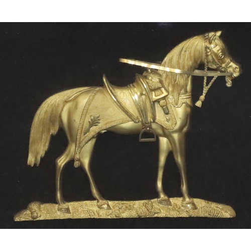 448 - An Ormolu plaque of a horse mounted in 19th Century rosewood frame, under glass, 35cm x 40cm overall