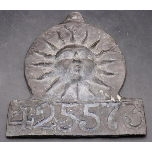 459 - A lead Sun Alliance Fire Insurance Mark numbered 425573, 18cm high