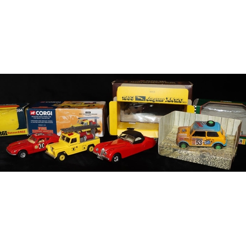 497 - A Corgi Datsun 240Z car 394 (boxed), a Corgi Classic Kenya Safari Rally Mini 04411 (boxed), A Corgi ... 