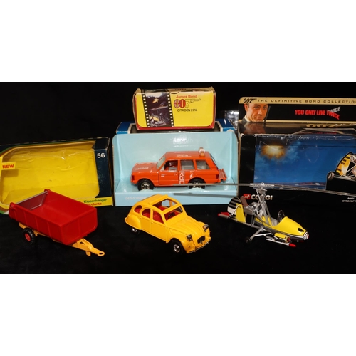 498 - A Corgi 007 Gyrocopter 04601 (boxed), a Corgi James Bond 007 Citroen 2CV (boxed), a Corgi Die-cast R... 