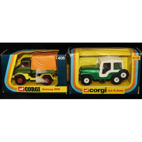 499 - A Corgi Unimog 406 (boxed) and a Corgi CJ-5 Jeep 419 (boxed) (2)