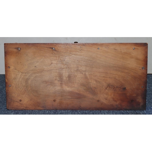 503 - A Victorian walnut tambour topped stationery box enclosing sectioned interior, 36cm wide, 25cm high