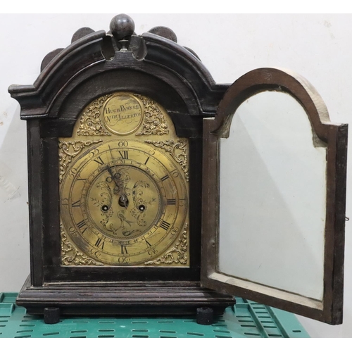 532 - Hugh Pannell, North Allerton (with later movement), oak wall clock with arched brass dial, 68cm high... 