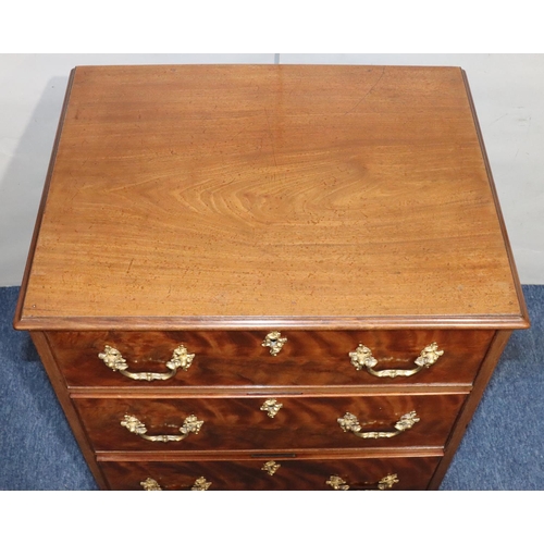 548 - A 19th Century mahogany small straight front chest of drawers with 3 long drawers and drop brass han... 