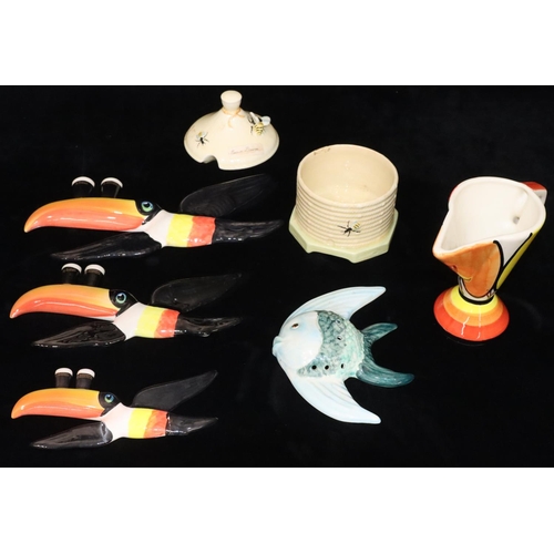 62 - A set of 3 Carltonware wall mounted Guinness Toucans, largest 26cm long (smallest Toucan has 2 broke... 