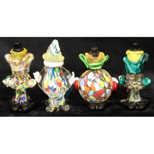 64 - 4 Murano glass figures of clowns, largest 18cm high