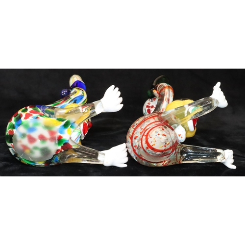 65 - 2 Murano glass figures of balancing clowns, largest 23.5cm high