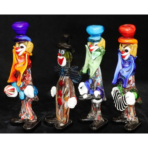 67 - 4 Murano glass figures of clowns, largest 30cm high