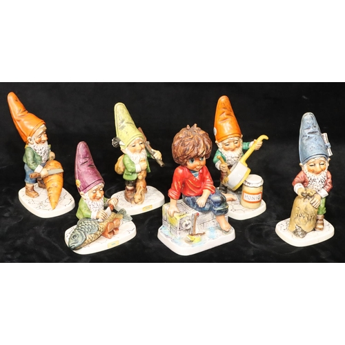 69 - A set of 5 Goebel china figures of Gnomes 