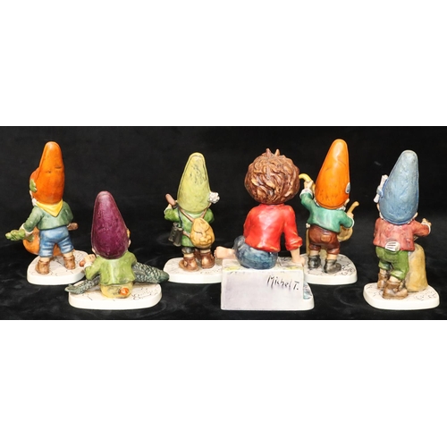 69 - A set of 5 Goebel china figures of Gnomes 