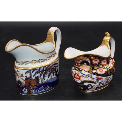 88 - A 19th Century Spode oval bulbous shaped milk jug on Imari pattern ground and a Newhall oval milk ju... 