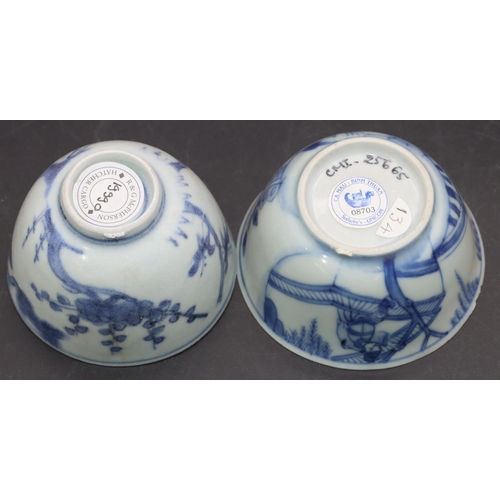 93 - Ca Mau-Binh Thuan blue and white tea bowl with figure and fence decoration (minute chip to rim and s... 