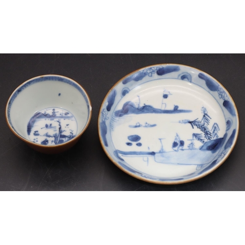 94 - Ca Mau-Binh Thuan blue and white tea bowl and saucer with river landscape decoration (2)