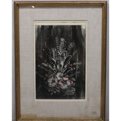 116 - Semisi Maya (Heroic Fiji), still life picture, 37cm x 24cm, signed with thumb mark, in gilt frame