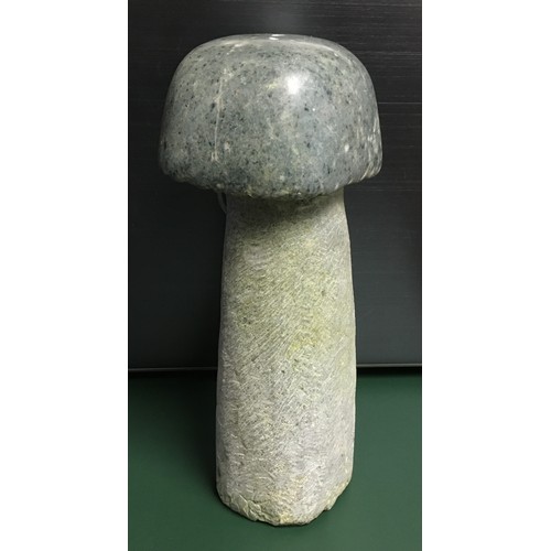 9053 - A carved soapstone Inuit/Eskimo art mushroom 25cm high